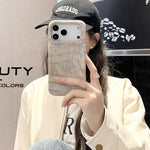 Custodia per telefono in ecopelle vegana antiurto con texture effetto coccodrillo vintage., For iPhone 17 Pro Max, For iPhone 17 Pro