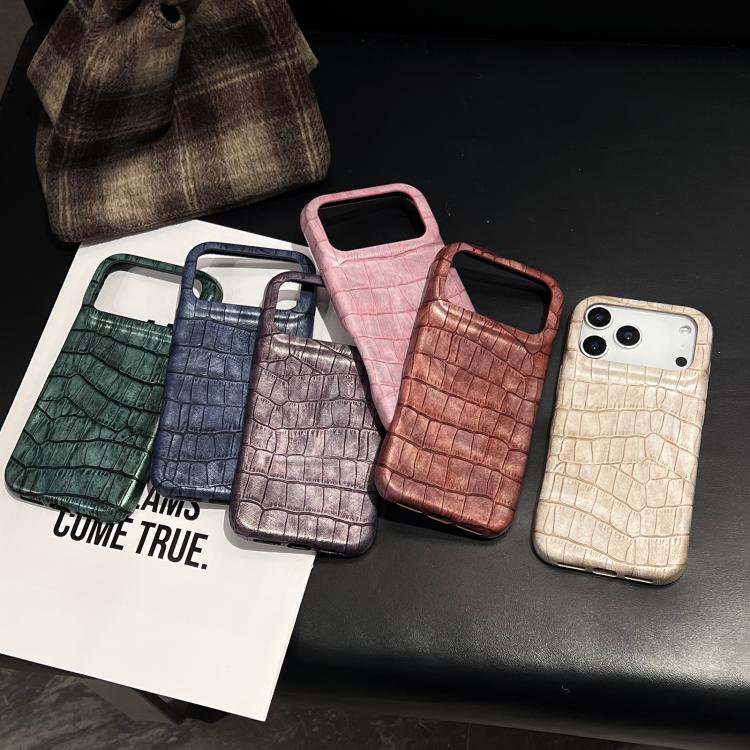 Custodia per telefono in ecopelle vegana antiurto con texture effetto coccodrillo vintage., For iPhone 17 Pro Max, For iPhone 17 Pro