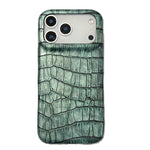Custodia per telefono in ecopelle vegana antiurto con texture effetto coccodrillo vintage., For iPhone 17 Pro Max, For iPhone 17 Pro