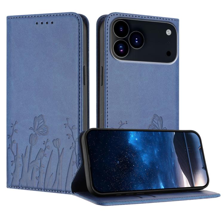 Custodia magnetica per telefono in ecopelle con motivo tulipani e farfalle., For iPhone 17 Pro, For iPhone 17