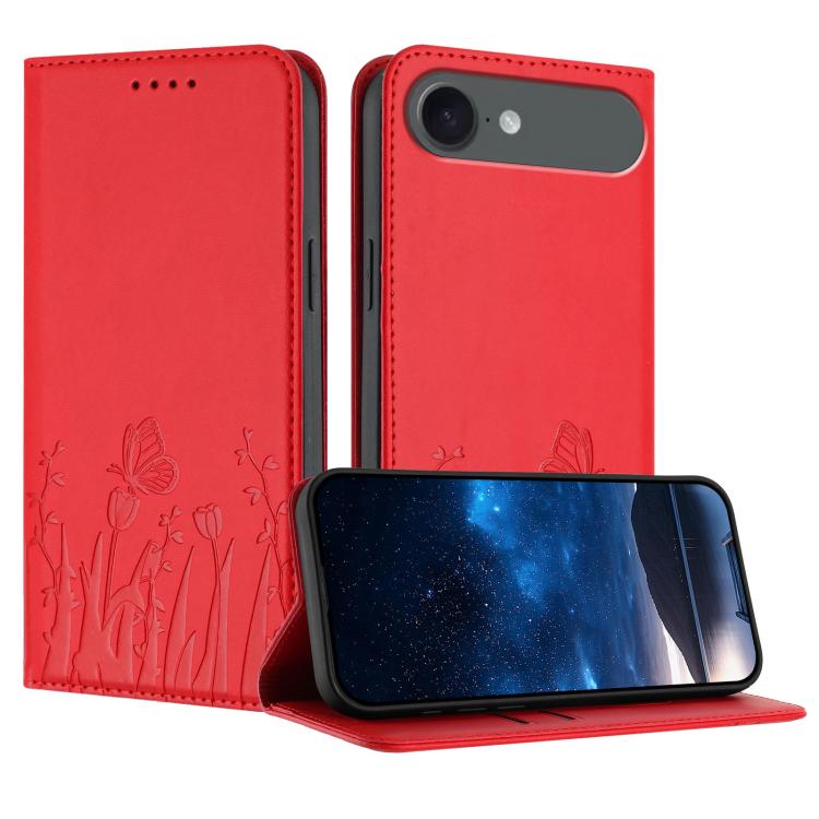 Custodia magnetica per telefono in ecopelle con motivo tulipani e farfalle., For iPhone Air, For iPhone 16 Pro Max