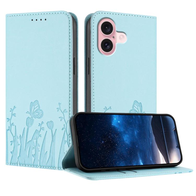 Custodia magnetica per telefono in ecopelle con motivo tulipani e farfalle., For iPhone 16, For iPhone 15 Pro Max