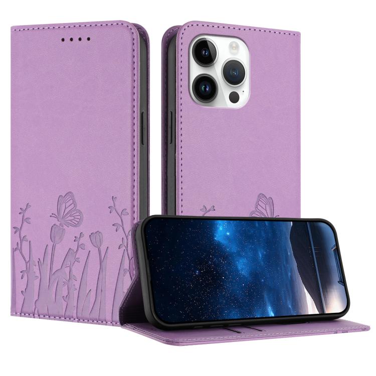 Custodia magnetica per telefono in ecopelle con motivo tulipani e farfalle., For iPhone 16, For iPhone 15 Pro Max