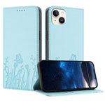 Custodia magnetica per telefono in ecopelle con motivo tulipani e farfalle., For iPhone 15 Pro, For iPhone 15 Plus