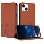 Custodia magnetica per telefono in ecopelle con motivo tulipani e farfalle., For iPhone 15, For iPhone 14 Plus