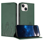 Custodia magnetica per telefono in ecopelle con motivo tulipani e farfalle., For iPhone 15, For iPhone 14 Plus