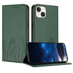 Custodia magnetica per telefono in ecopelle con motivo tulipani e farfalle., For iPhone 15, For iPhone 14 Plus