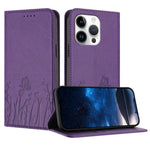 Custodia magnetica per telefono in ecopelle con motivo tulipani e farfalle., For iPhone 13 Pro Max, For iPhone 13 Pro
