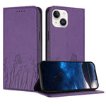 Custodia magnetica per telefono in ecopelle con motivo tulipani e farfalle., For iPhone 13, For iPhone 13 mini