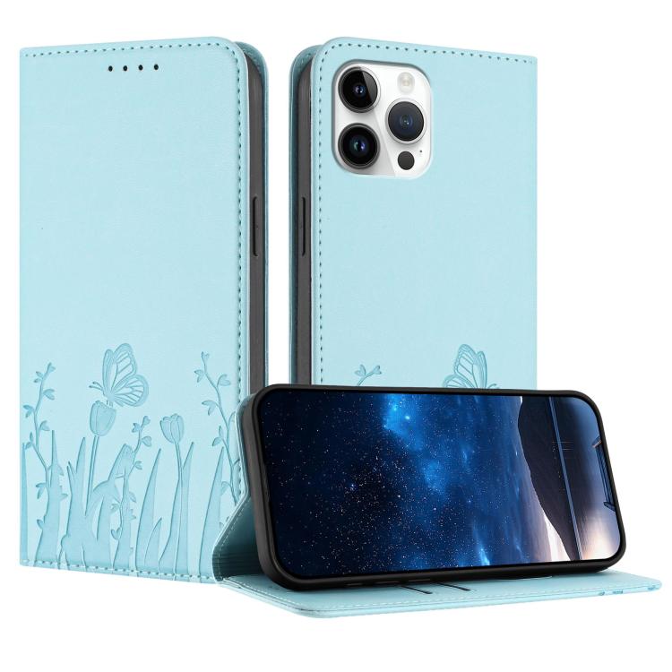 Custodia magnetica per telefono in ecopelle con motivo tulipani e farfalle., For iPhone 12 / 12 Pro, For iPhone 12 Pro Max