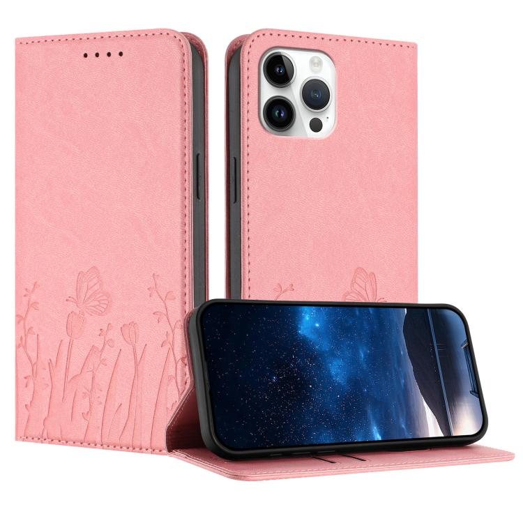Custodia magnetica per telefono in ecopelle con motivo tulipani e farfalle., For iPhone 12 / 12 Pro, For iPhone 12 Pro Max