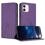 Custodia magnetica per telefono in ecopelle con motivo tulipani e farfalle., For iPhone 12 / 12 Pro, For iPhone 12 Pro Max