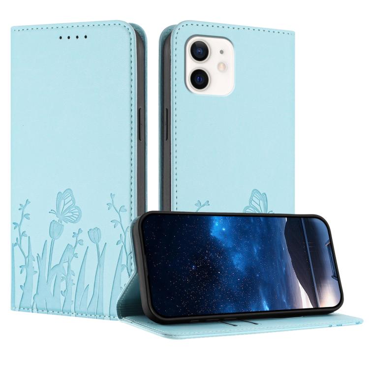 Custodia magnetica per telefono in ecopelle con motivo tulipani e farfalle., For iPhone 12 mini, For iPhone 11 Pro Max