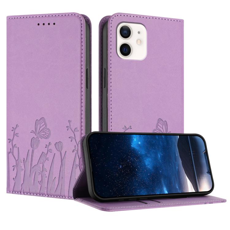 Custodia magnetica per telefono in ecopelle con motivo tulipani e farfalle., For iPhone 12 mini, For iPhone 11 Pro Max