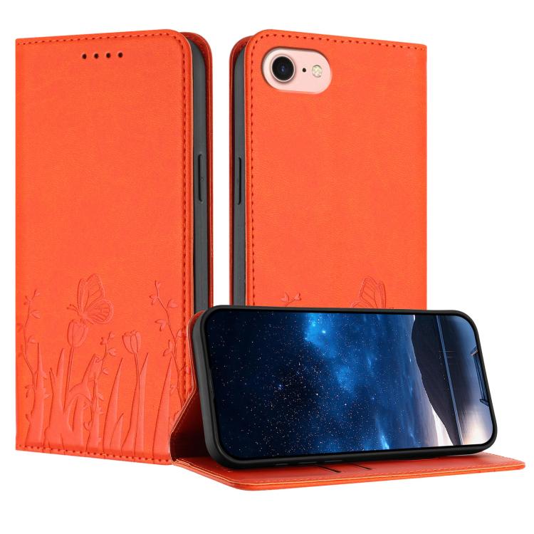 Custodia magnetica per telefono in ecopelle con motivo tulipani e farfalle., For iPhone 14 Pro Max, For iPhone SE 2022 / SE 2020 / 7 / 8