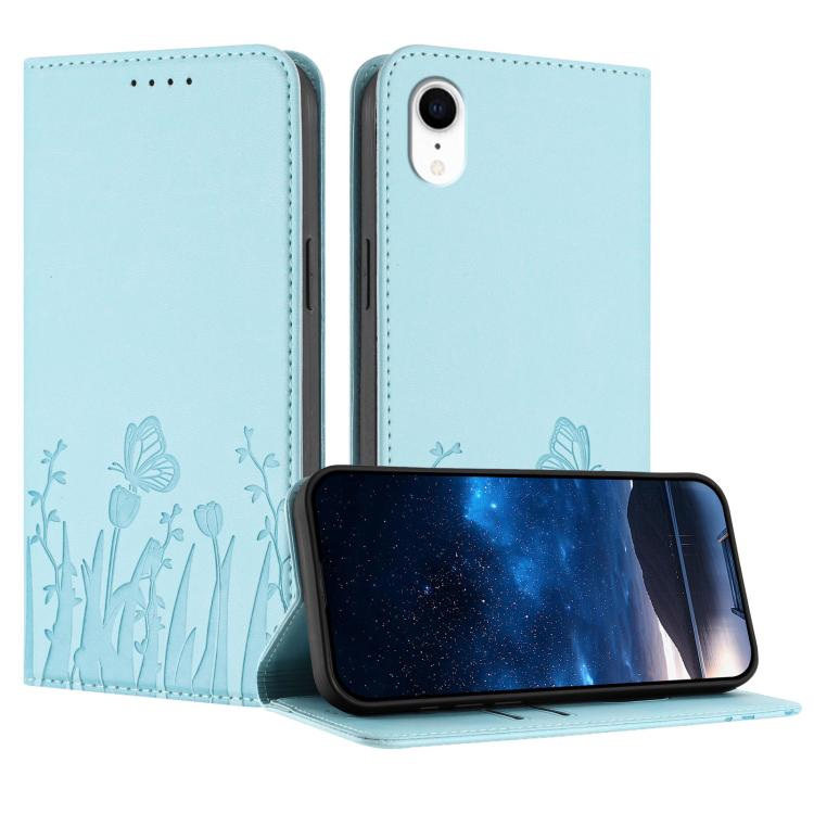 Custodia magnetica per telefono in ecopelle con motivo tulipani e farfalle., For iPhone XR, For iPhone 8 Plus / 7 Plus