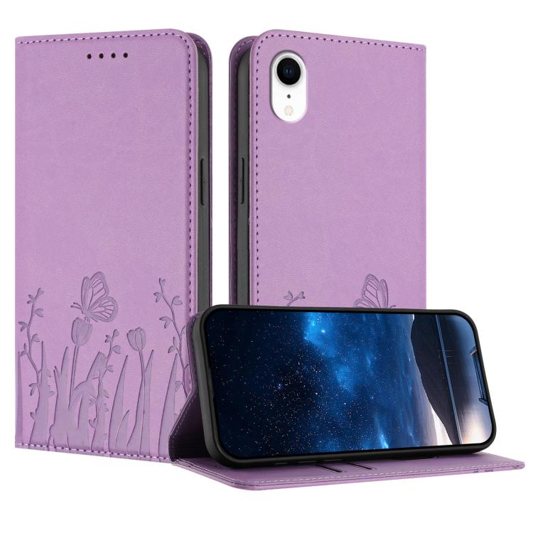 Custodia magnetica per telefono in ecopelle con motivo tulipani e farfalle., For iPhone XR, For iPhone 8 Plus / 7 Plus