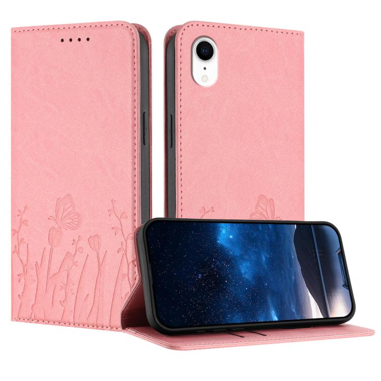 Custodia magnetica per telefono in ecopelle con motivo tulipani e farfalle., For iPhone XR, For iPhone 8 Plus / 7 Plus