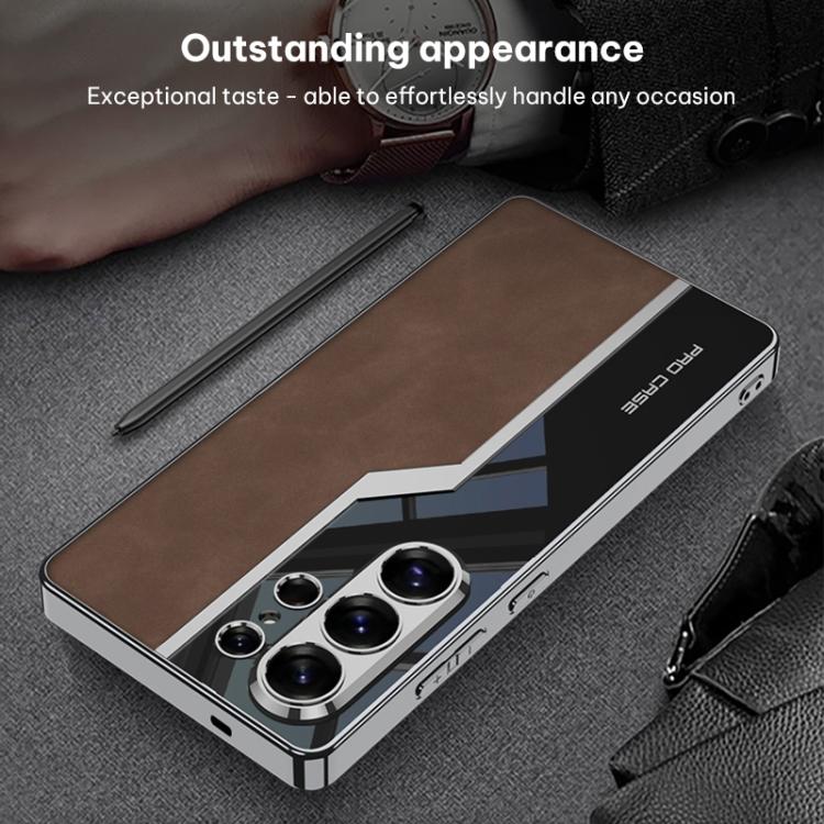 Custodia per telefono GKK Plating TPU + Pelle Supercar Satinata a copertura totale, For Samsung Galaxy S26 Ultra 5G