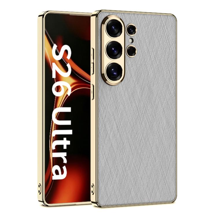 Custodia per telefono GKK in pelle placcata broccato argento, For Samsung Galaxy S26 Ultra 5G
