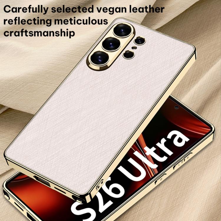 Custodia per telefono GKK in pelle placcata broccato argento, For Samsung Galaxy S26 Ultra 5G
