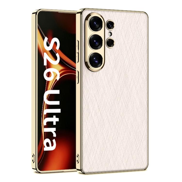 Custodia per telefono GKK in pelle placcata broccato argento, For Samsung Galaxy S26 Ultra 5G