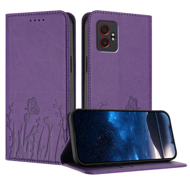 Custodia magnetica per telefono in ecopelle con motivo tulipani e farfalle., For Samsung Galaxy XCover7 Pro, For Samsung Galaxy XCover7