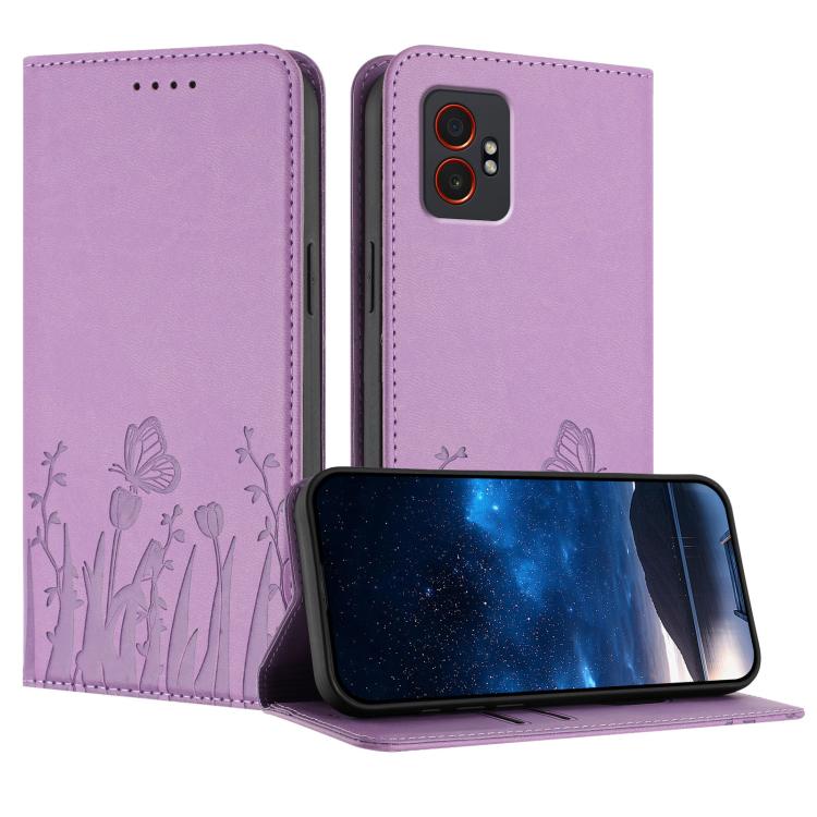 Custodia magnetica per telefono in ecopelle con motivo tulipani e farfalle., For Samsung Galaxy XCover7 Pro, For Samsung Galaxy XCover7