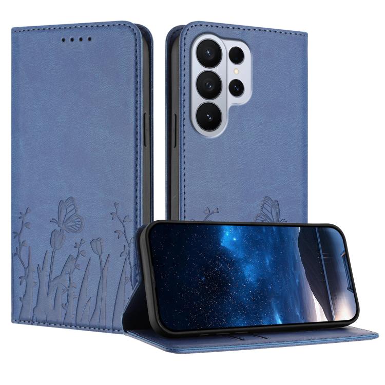 Custodia magnetica per telefono in ecopelle con motivo tulipani e farfalle., For Galaxy S26 FE 5G, For Samsung Galaxy S26 Ultra 5G