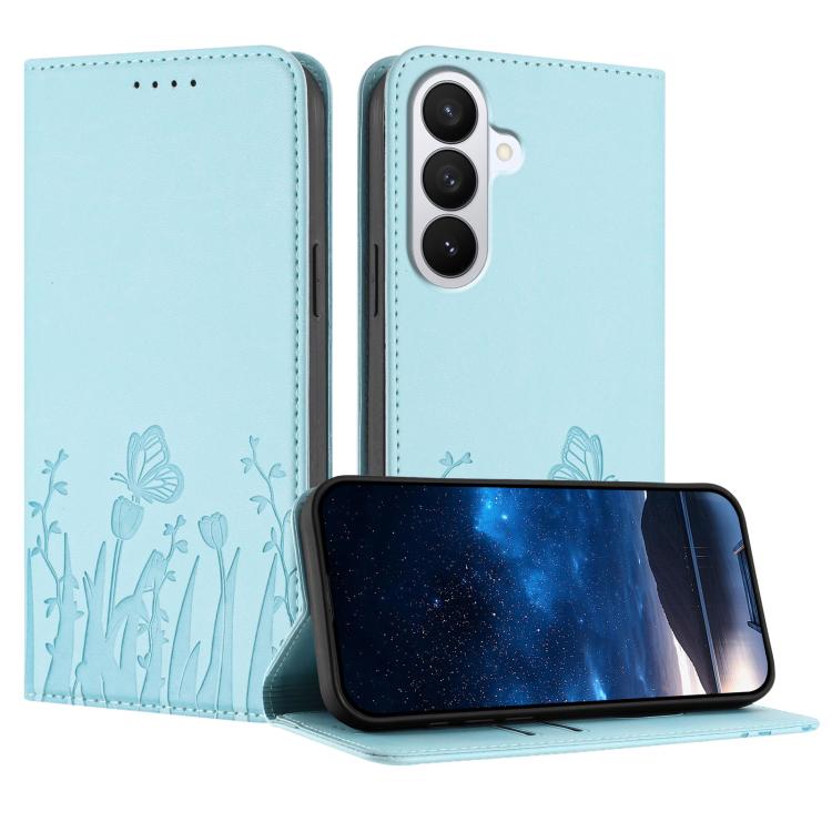 Custodia magnetica per telefono in ecopelle con motivo tulipani e farfalle., For Samsung Galaxy S26 5G, For Samsung Galaxy S25 FE 5G