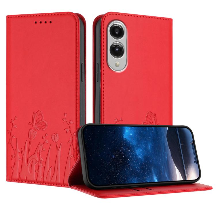 Custodia magnetica per telefono in ecopelle con motivo tulipani e farfalle., For Samsung Galaxy S25 Edge 5G, For Samsung Galaxy S25 5G