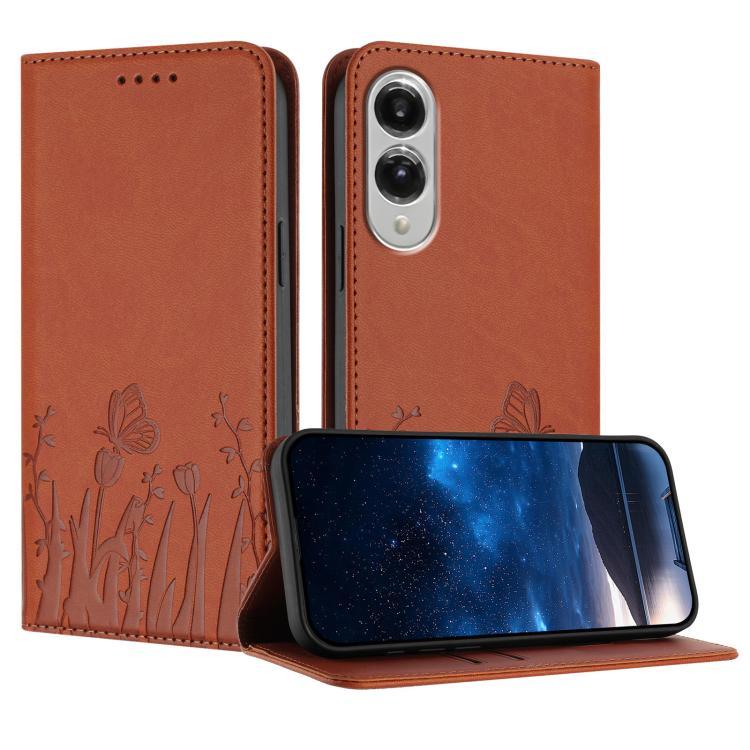 Custodia magnetica per telefono in ecopelle con motivo tulipani e farfalle., For Samsung Galaxy S25 Edge 5G, For Samsung Galaxy S25 5G