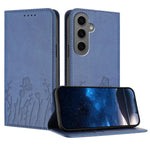 Custodia magnetica per telefono in ecopelle con motivo tulipani e farfalle., For Samsung Galaxy S24+ 5G, For Samsung Galaxy S24 5G