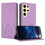 Custodia magnetica per telefono in ecopelle con motivo tulipani e farfalle., For Samsung Galaxy S24 FE 5G, For Samsung Galaxy S24 Ultra 5G