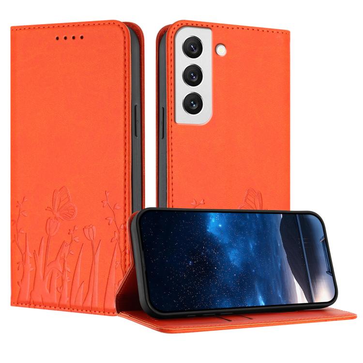 Custodia magnetica per telefono in ecopelle con motivo tulipani e farfalle., For Samsung Galaxy S22+ 5G, For Samsung Galaxy S22 5G