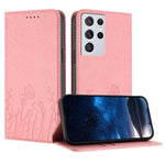 Custodia magnetica per telefono in ecopelle con motivo tulipani e farfalle., For Samsung Galaxy S21+ 5G, For Samsung Galaxy S21 Ultra 5G