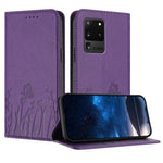 Custodia magnetica per telefono in ecopelle con motivo tulipani e farfalle., For Samsung Galaxy S20 Ultra, For Samsung Galaxy S20