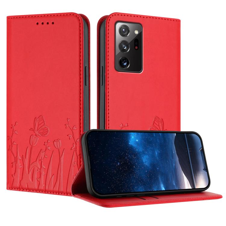 Custodia magnetica per telefono in ecopelle con motivo tulipani e farfalle., For Samsung Galaxy Note20 Ultra, For Samsung Galaxy Note20