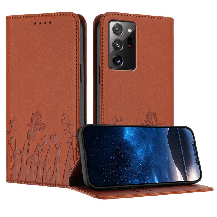 Custodia magnetica per telefono in ecopelle con motivo tulipani e farfalle., For Samsung Galaxy Note20 Ultra, For Samsung Galaxy Note20