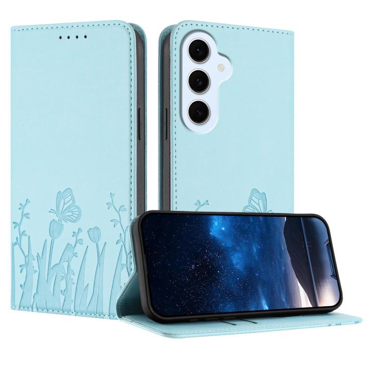 Custodia magnetica per telefono in ecopelle con motivo tulipani e farfalle., For Galaxy S26 FE 5G, For Samsung Galaxy S26 Ultra 5G