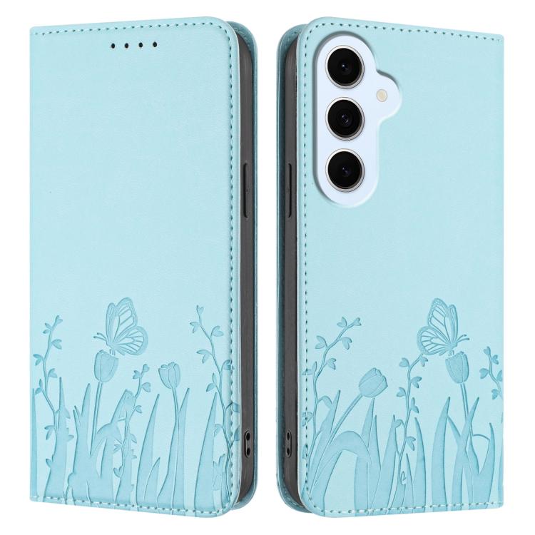 Custodia magnetica per telefono in ecopelle con motivo tulipani e farfalle., For Galaxy S26 FE 5G, For Samsung Galaxy S26 Ultra 5G