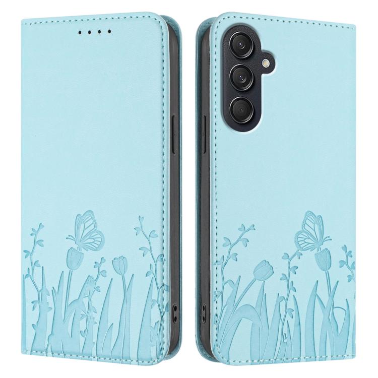Custodia magnetica per telefono in ecopelle con motivo tulipani e farfalle., For Samsung Galaxy M55 / C55, For Samsung Galaxy F15 / M15
