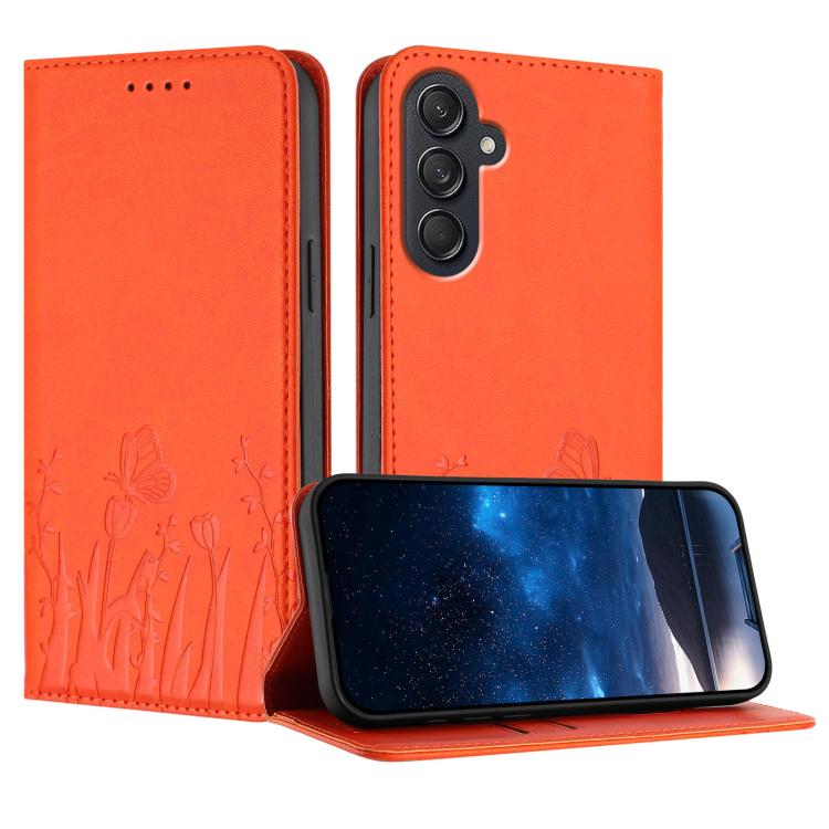 Custodia magnetica per telefono in ecopelle con motivo tulipani e farfalle., For Samsung Galaxy M55 / C55, For Samsung Galaxy F15 / M15