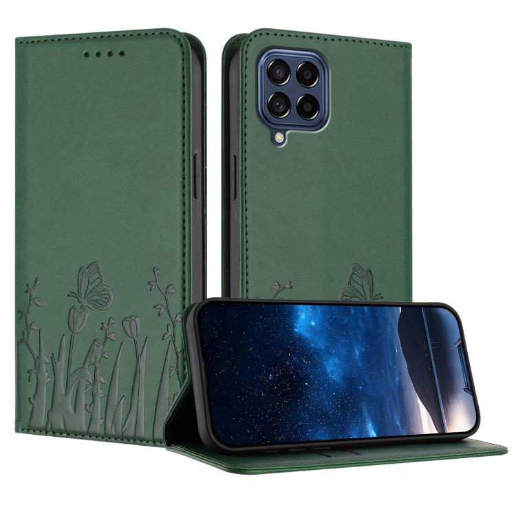 Custodia magnetica per telefono in ecopelle con motivo tulipani e farfalle., For Samsung Galaxy M53 5G, For Samsung Galaxy M33 5G Global