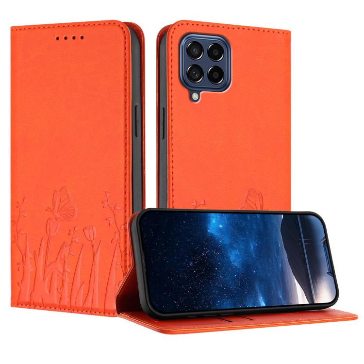 Custodia magnetica per telefono in ecopelle con motivo tulipani e farfalle., For Samsung Galaxy M53 5G, For Samsung Galaxy M33 5G Global