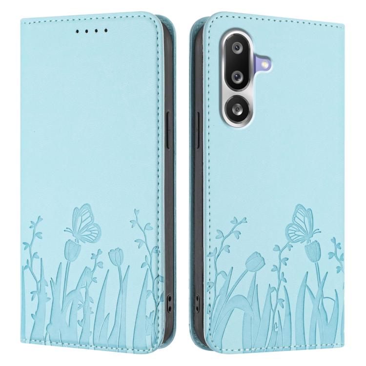 Custodia magnetica per telefono in ecopelle con motivo tulipani e farfalle., For Samsung Galaxy M36 5G, For Samsung Galaxy F16 5G