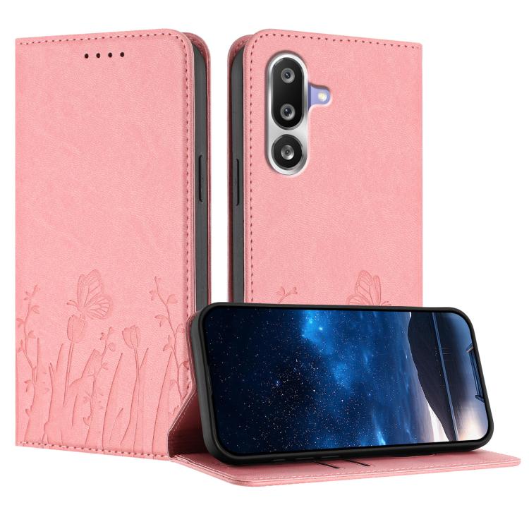 Custodia magnetica per telefono in ecopelle con motivo tulipani e farfalle., For Samsung Galaxy M36 5G, For Samsung Galaxy F16 5G