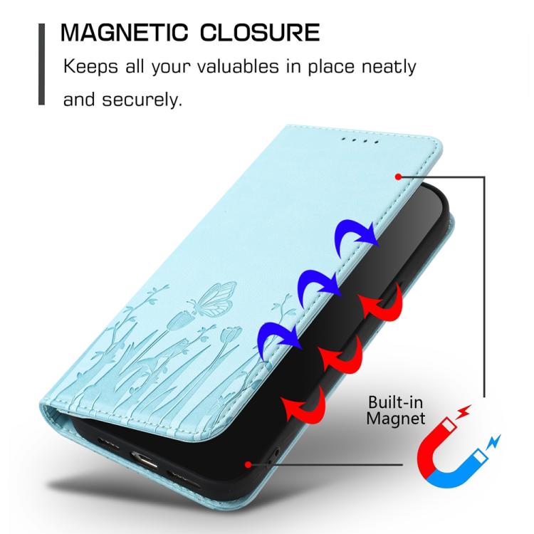 Custodia magnetica per telefono in ecopelle con motivo tulipani e farfalle., For Samsung Galaxy M14 5G, For Samsung Galaxy M13 India