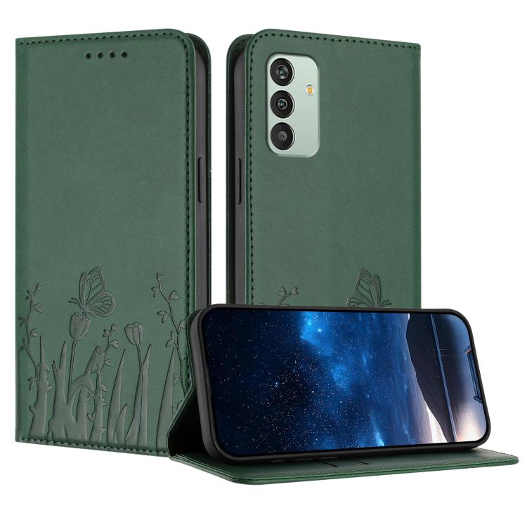 Custodia magnetica per telefono in ecopelle con motivo tulipani e farfalle., For Samsung Galaxy M14 5G, For Samsung Galaxy M13 India
