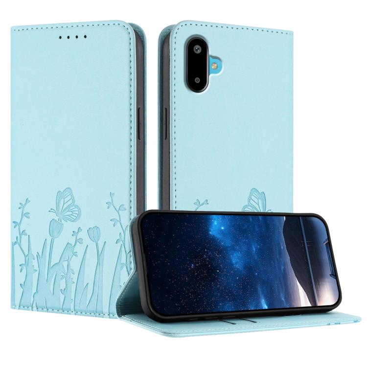 Custodia magnetica per telefono in ecopelle con motivo tulipani e farfalle., For Samsung Galaxy F06 5G, For Samsung Galaxy M35